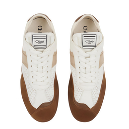 Chloe Suede and Calfskin Lace-up Round Toe Low-heeled 2cm Casual Shoes for Women in Brown